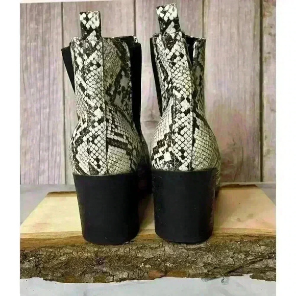 Abby Faux Snake Skin Ankle Boots - Picture 3 of 5